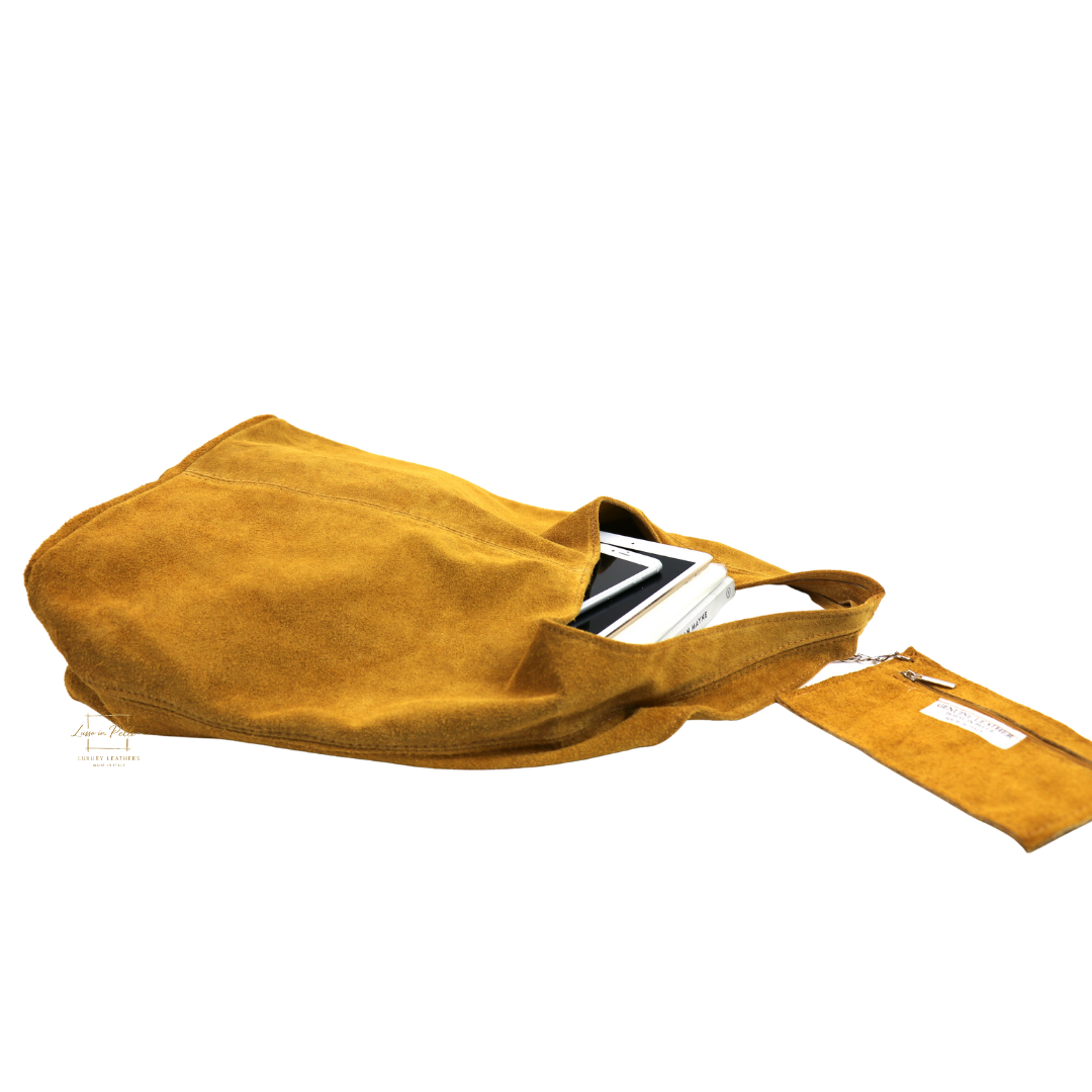 Hobo Slouchy Shoulder Bag - Lussoinpelle mustard Tote bags