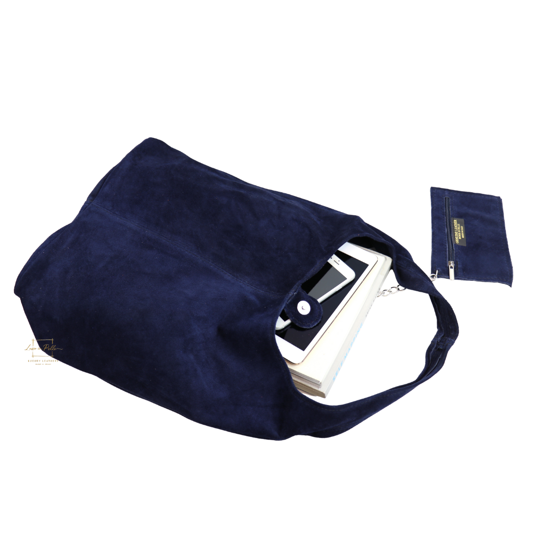 Hobo Slouchy Shoulder Bag - Lussoinpelle navy Tote bags