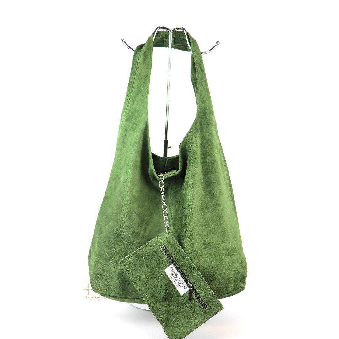 Hobo Slouchy Shoulder Bag - Lussoinpelle olive Tote bags