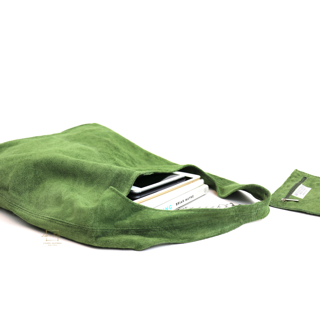 Hobo Slouchy Shoulder Bag - Lussoinpelle olive Tote bags