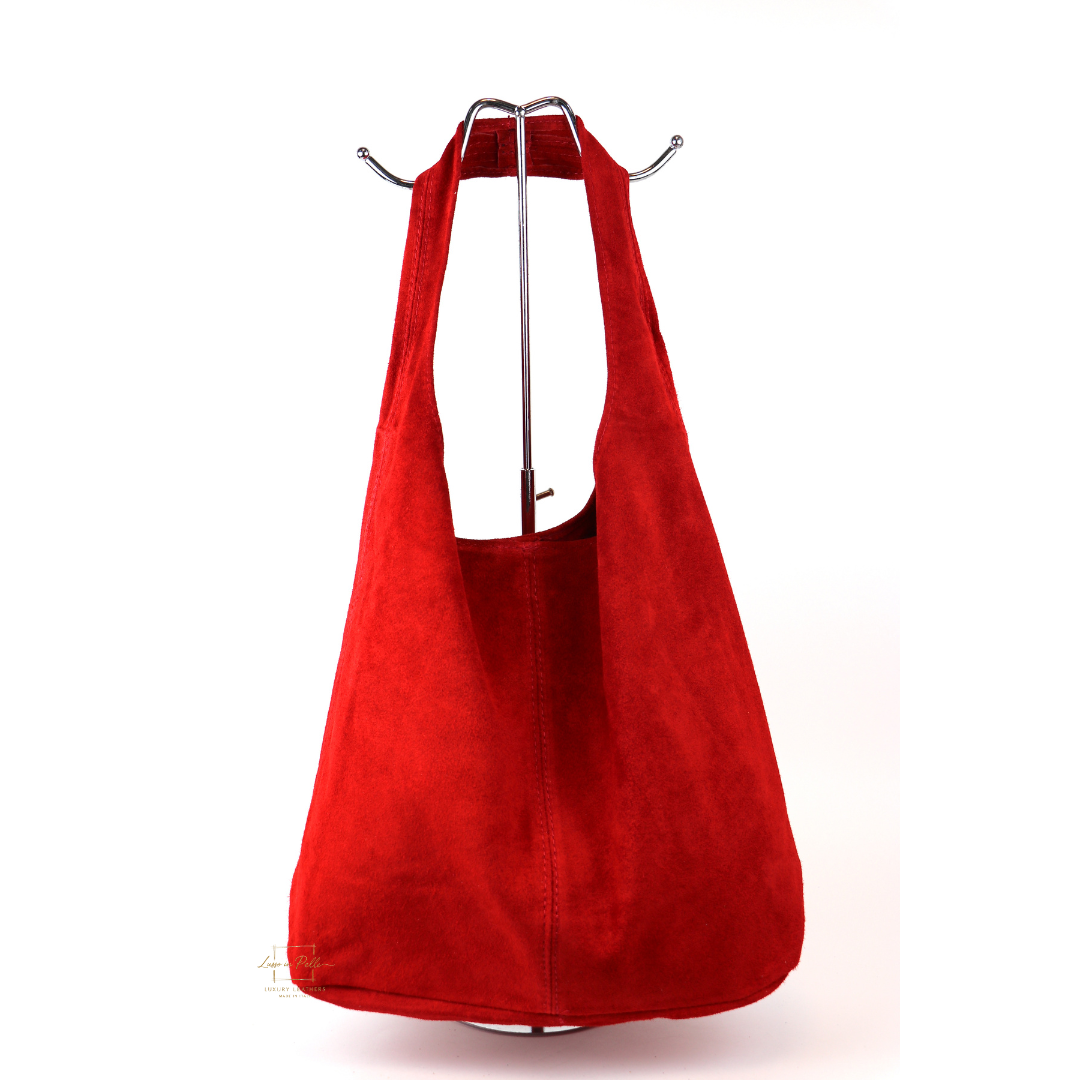 Hobo Slouchy Shoulder Bag - Lussoinpelle red Tote bags