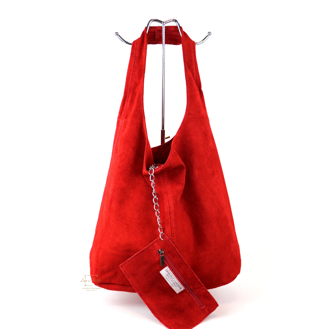 Hobo Slouchy Shoulder Bag - Lussoinpelle red Tote bags