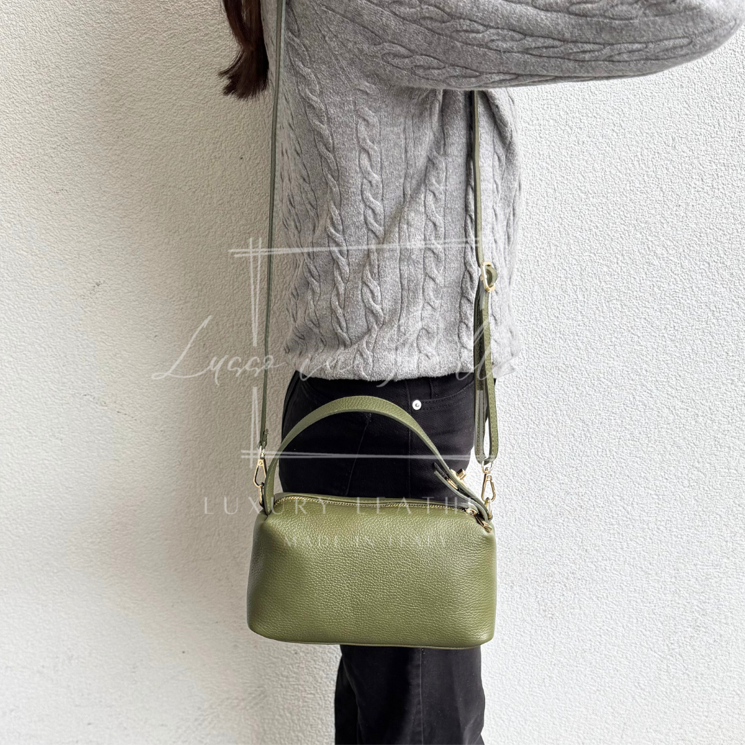 Top Handle Crossbody Leather Bad with Adjustable Detachable Straps