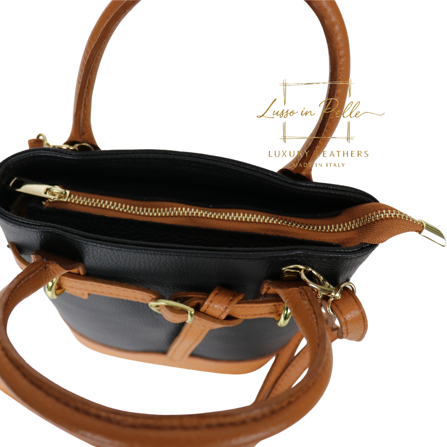 Grain Leather Bucket Bag with Crossbody Strap