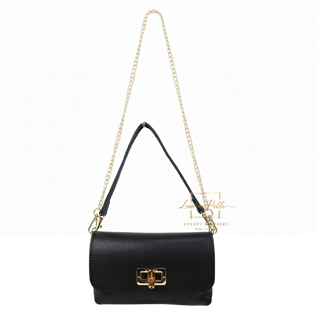 Small Timeless Chic Italian Leather Clutch/Shoulder/Crossbody Bag