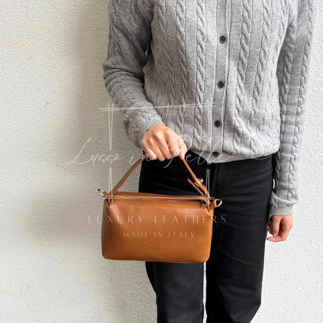 Top Handle Crossbody Leather Bad with Adjustable Detachable Straps