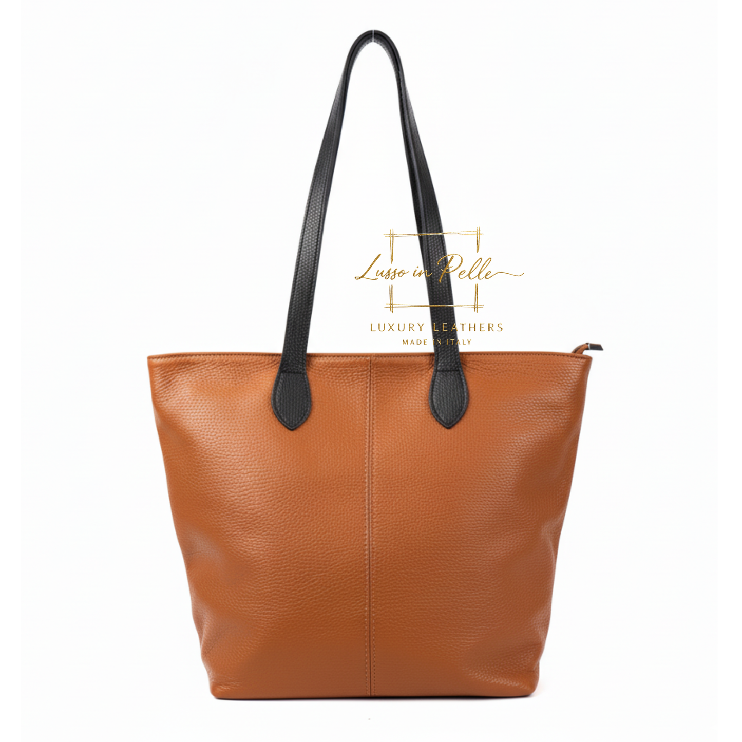 The Essential Tote (Handmade Italian Leather Shoulder Bag Tan Handle)