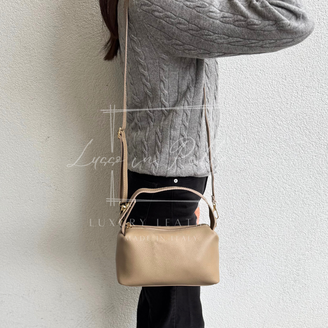 Top Handle Crossbody Leather Bad with Adjustable Detachable Straps