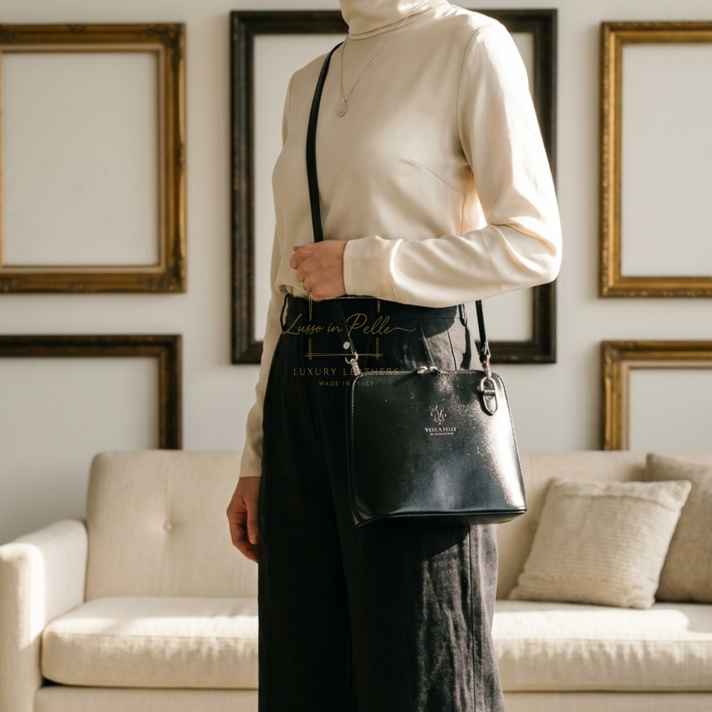 Ella Medium Leather Handbag with Detachable/Adjustable Straps