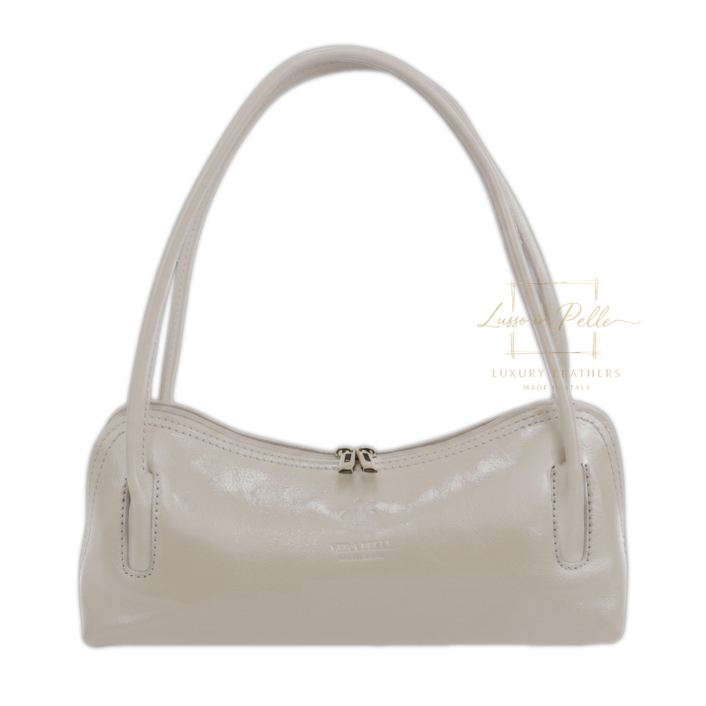 Buffered Leather Elongated Structured Florence Shoulder Bag