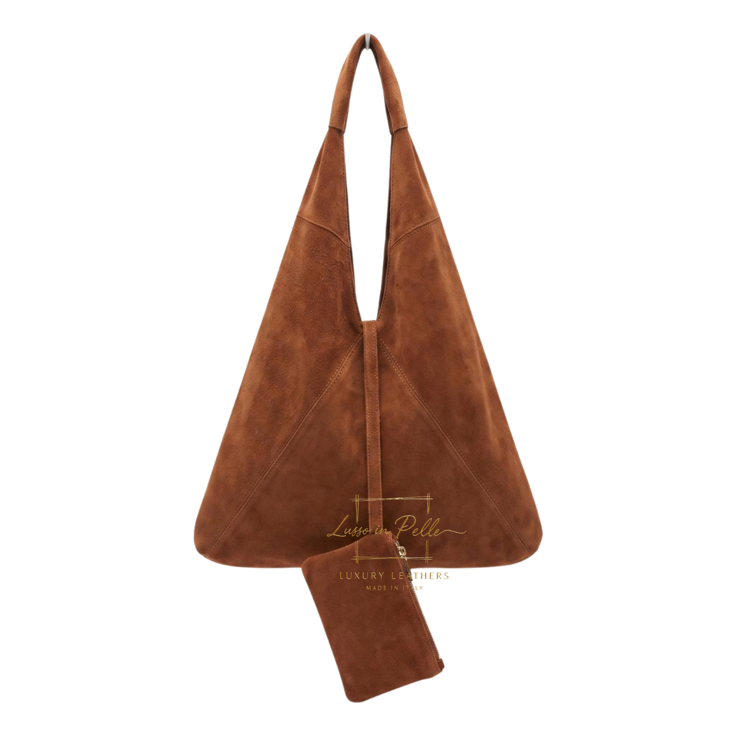 Genuine Suede Hobo Shoulder Bag with Matching Coin Pouch