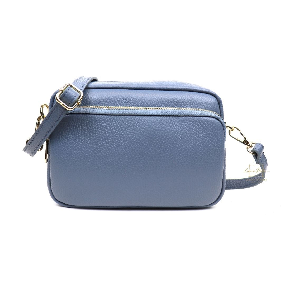Double Zip Genuine Italian Leather Handbag
