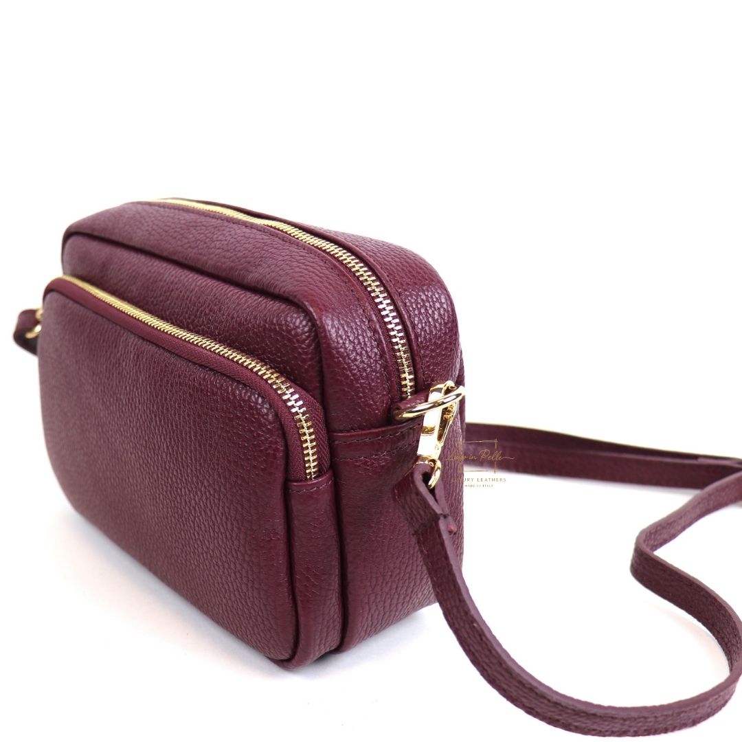 Double Zip Genuine Italian Leather Handbag