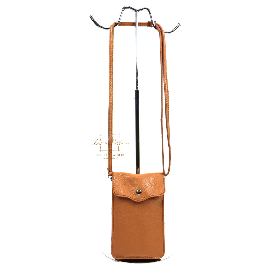 Crossbody Bag, Phone Bag, Italian Leather, light tan