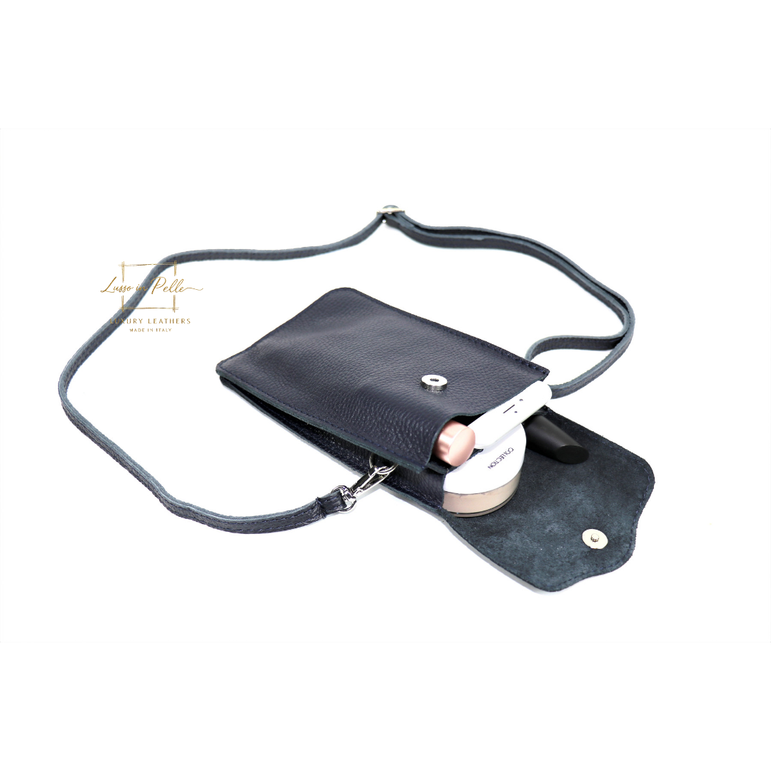 Crossbody Bag, Phone Bag, Italian Leather, navy