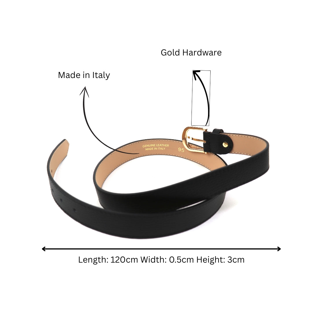 Gold Hardware Vera Pelle Italian Leather Belt