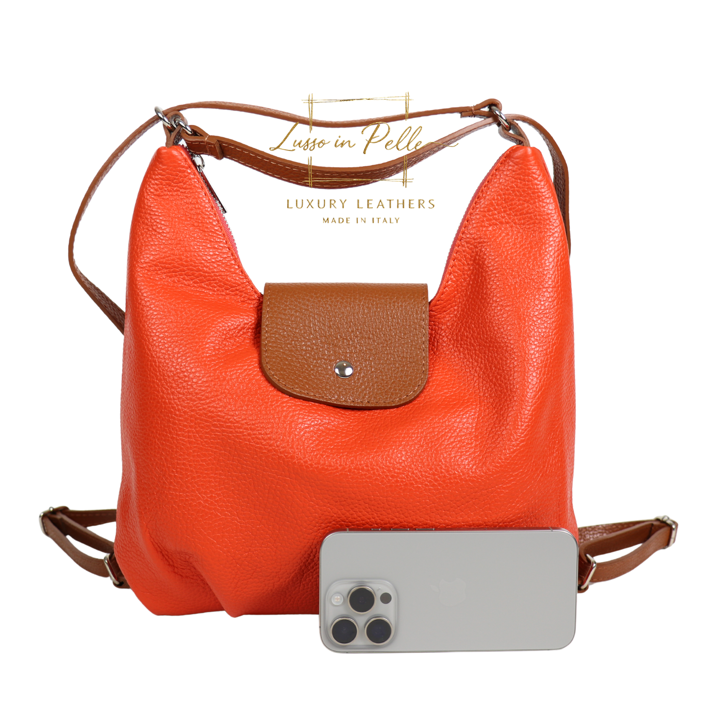 Grain Leather Two-Way Backpack & Crossbody
