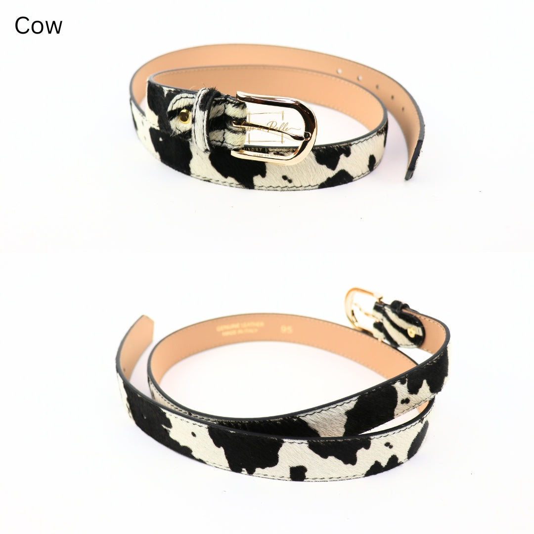 Gold Hardware Animal Print Leather Belt