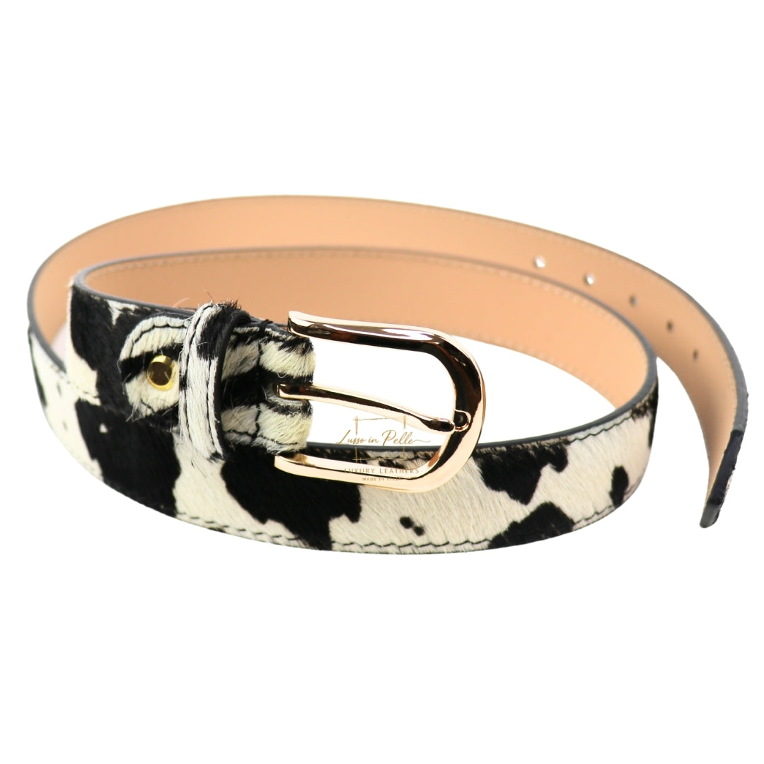 Gold Hardware Animal Print Leather Belt