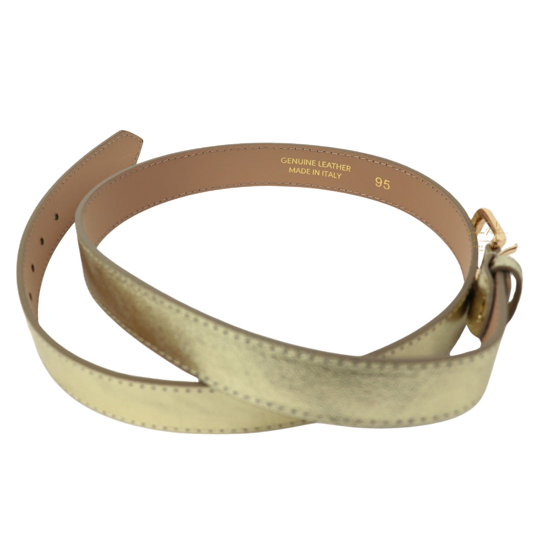 Gold Hardware Vera Pelle Italian Leather Belt