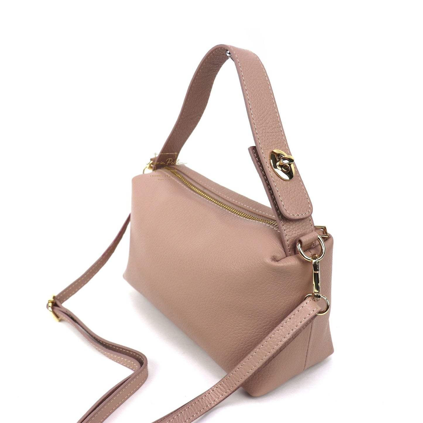 Top Handle Crossbody Leather Bad with Adjustable Detachable Straps