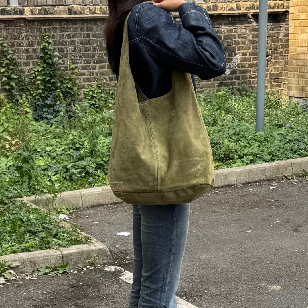 Cali Genuine Suede Hobo Slouchy Shoulder Bag
