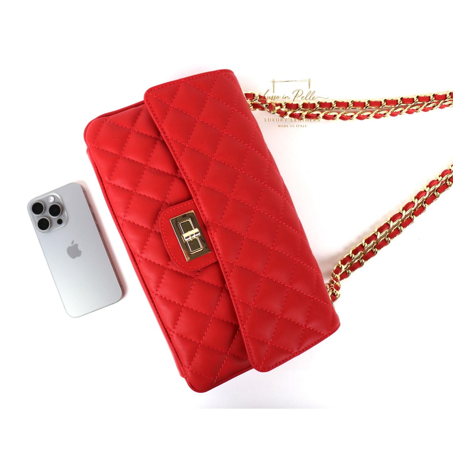 Large Quilted Italian Leather Handbag