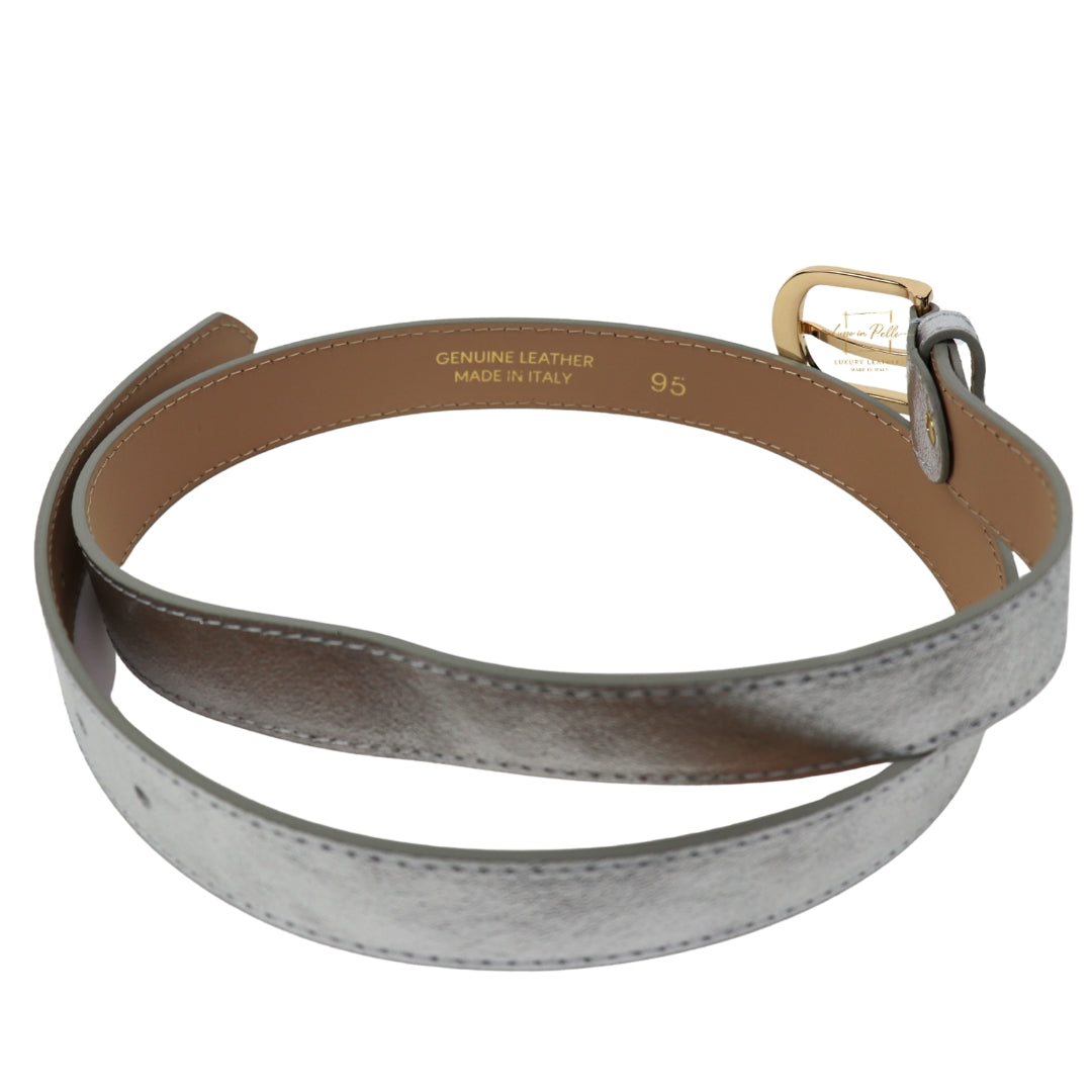 Gold Hardware Vera Pelle Italian Leather Belt