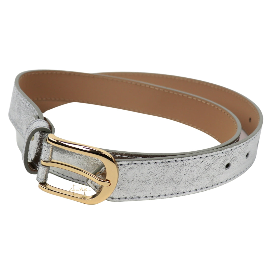 Gold Hardware Vera Pelle Italian Leather Belt