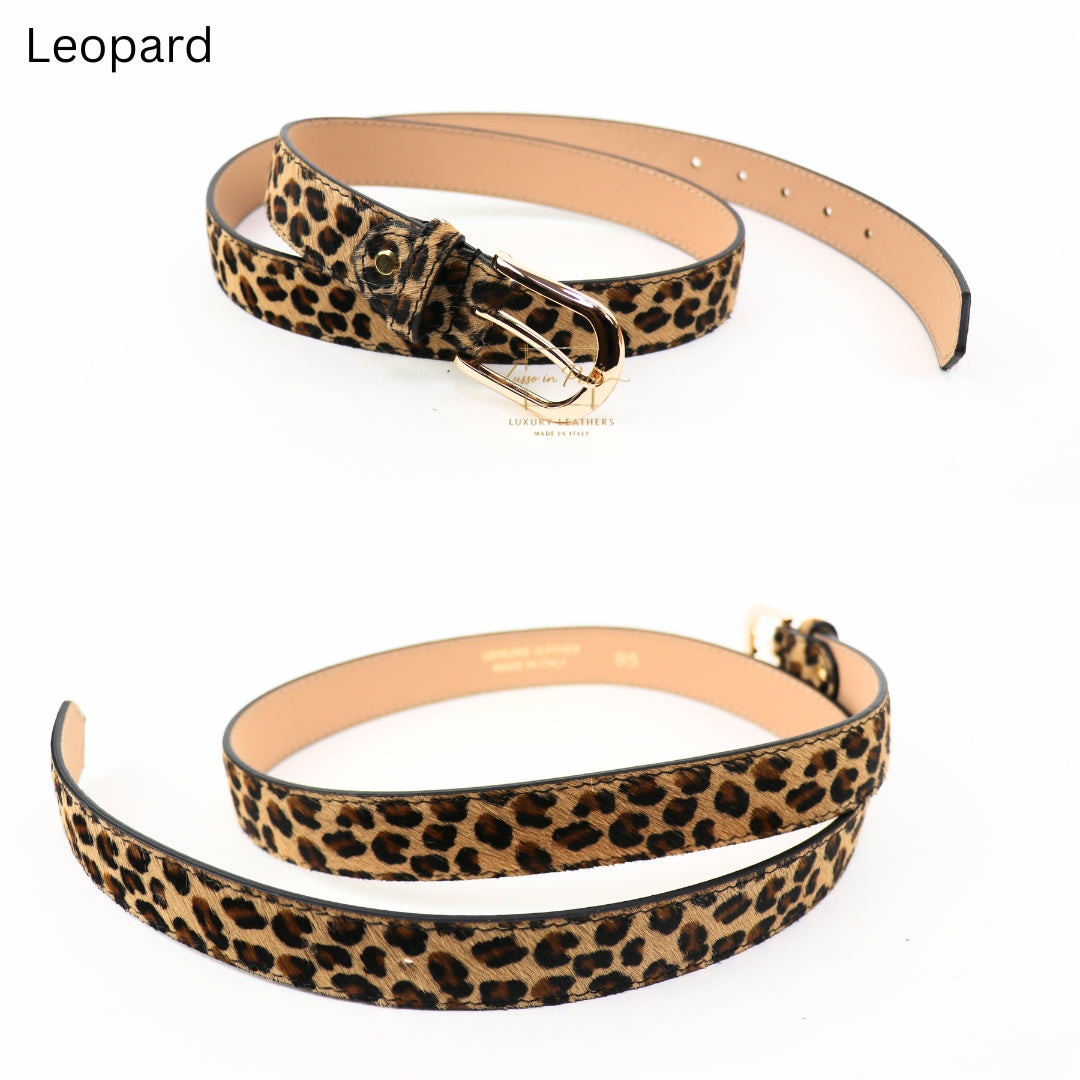 Gold Hardware Animal Print Leather Belt