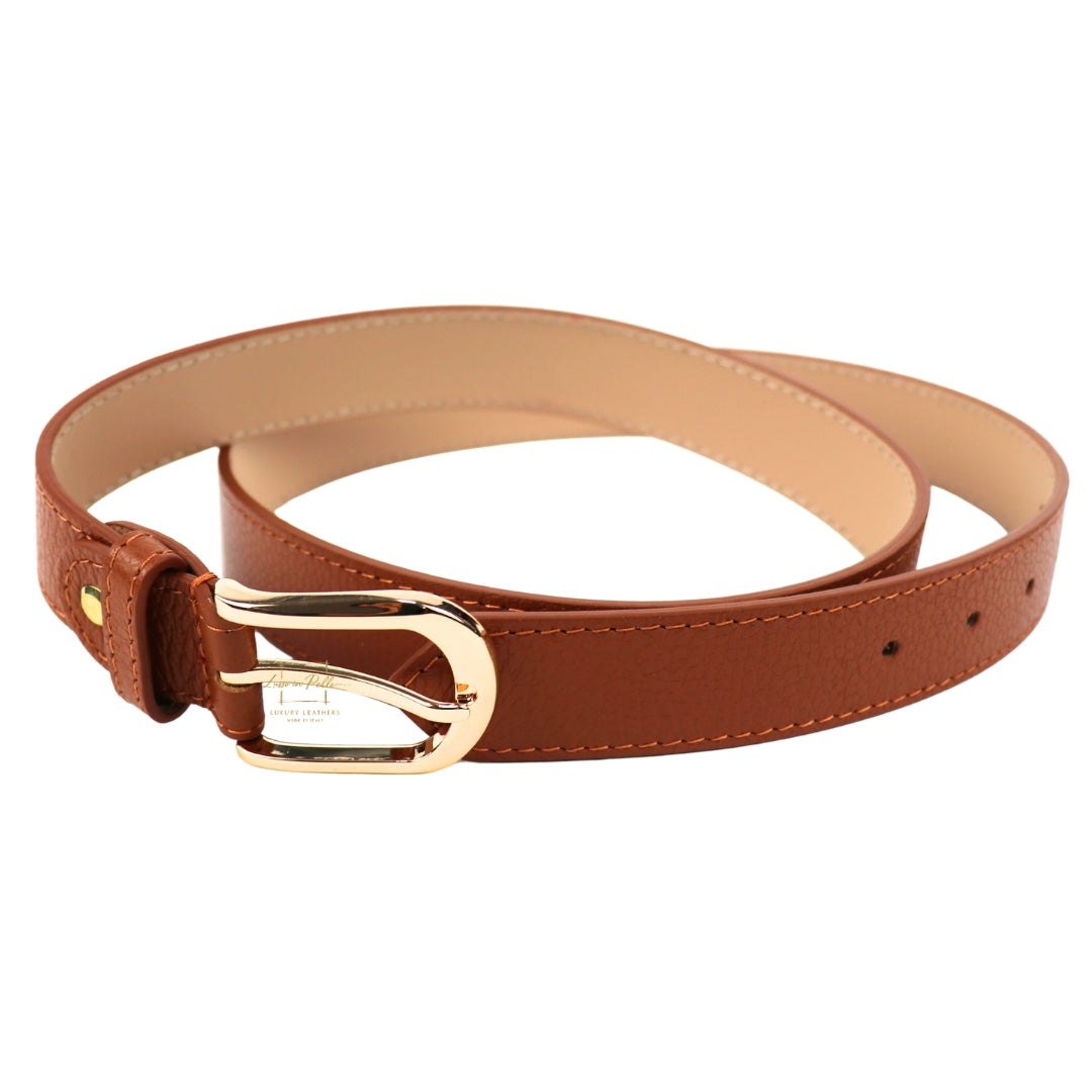 Gold Hardware Vera Pelle Italian Leather Belt