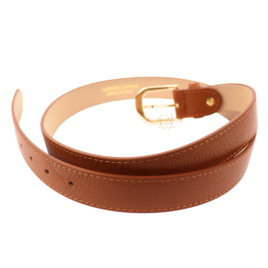 Gold Hardware Vera Pelle Italian Leather Belt