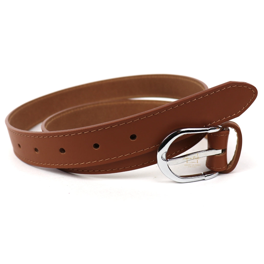 Silver Hardware Vera Pelle Italian Leather Belt