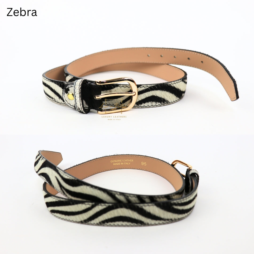 Gold Hardware Animal Print Leather Belt