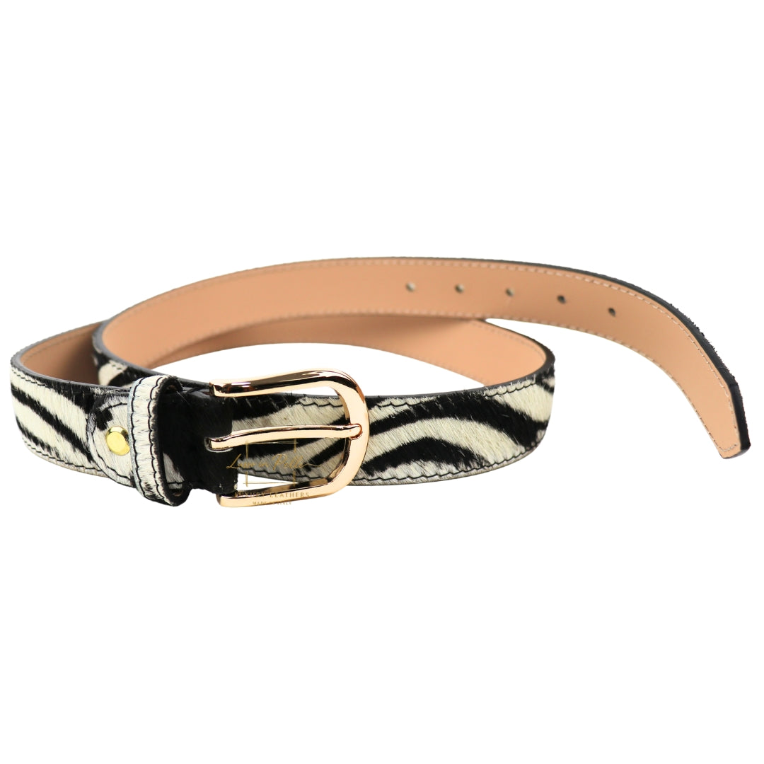 Gold Hardware Animal Print Leather Belt