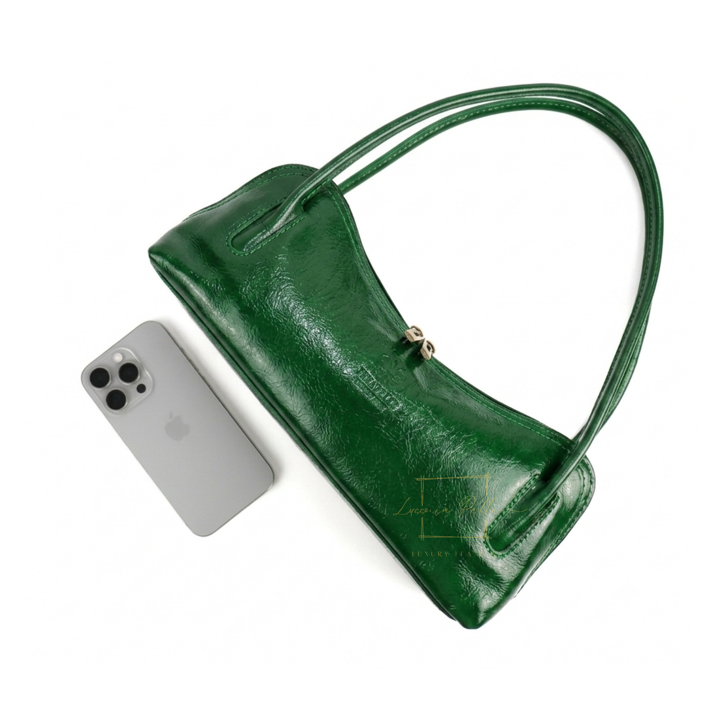 Buffered Leather Elongated Structured Florence Shoulder Bag