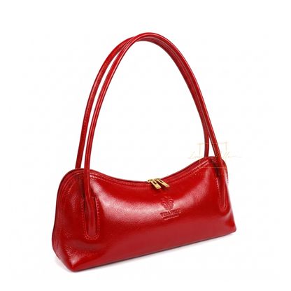 Buffered Leather Elongated Structured Florence Shoulder Bag