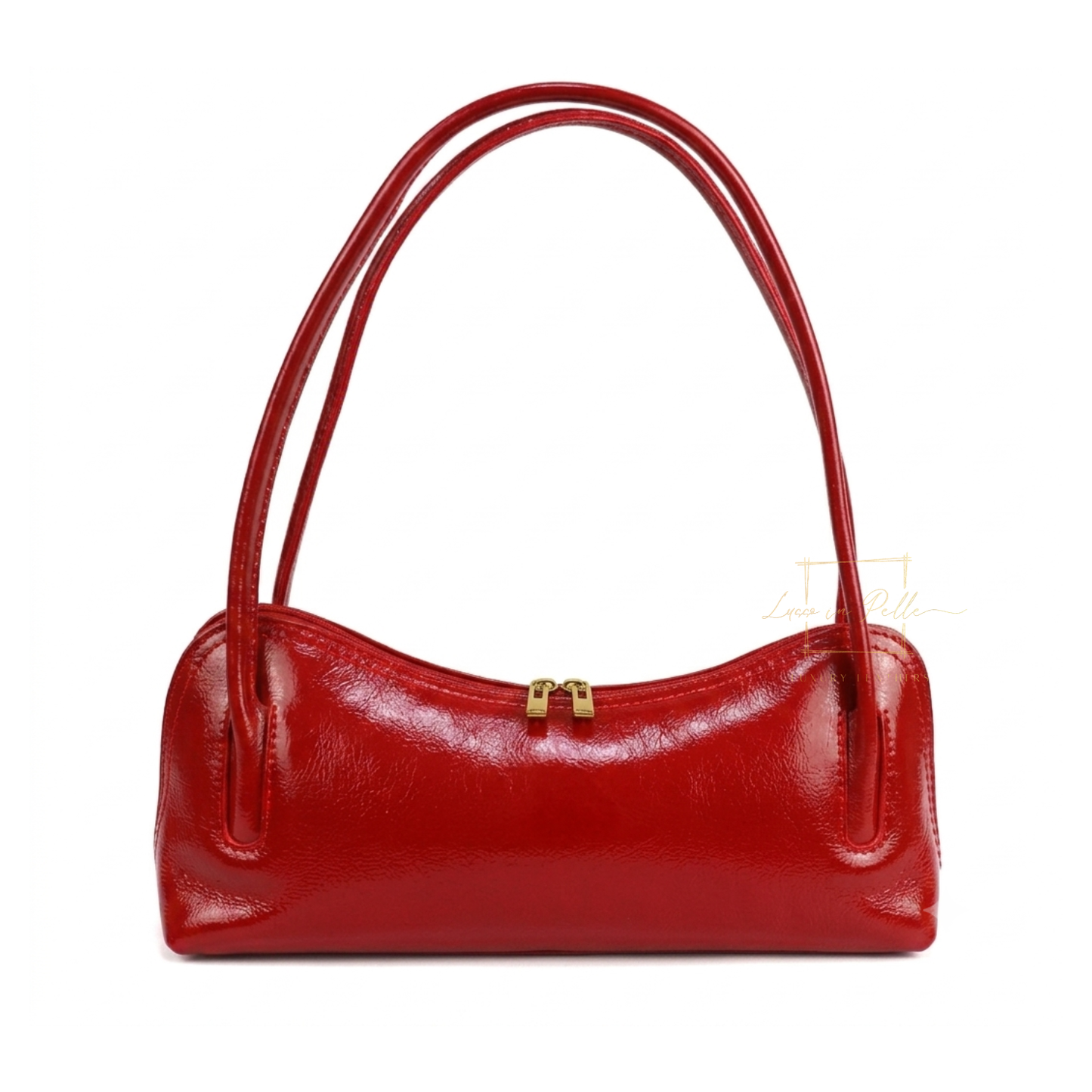 Buffered Leather Elongated Structured Florence Shoulder Bag