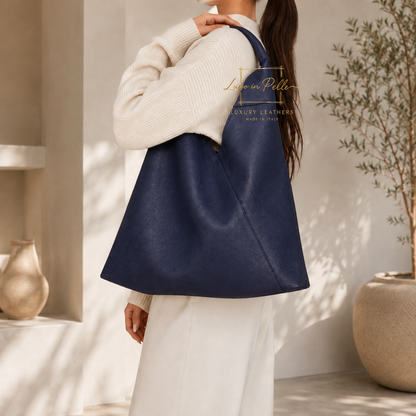 Genuine Leather Hobo Shoulder Bag with Matching Coin Pouch