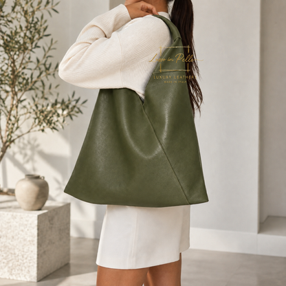 Genuine Leather Hobo Shoulder Bag with Matching Coin Pouch