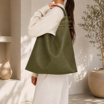 Genuine Leather Hobo Shoulder Bag with Matching Coin Pouch