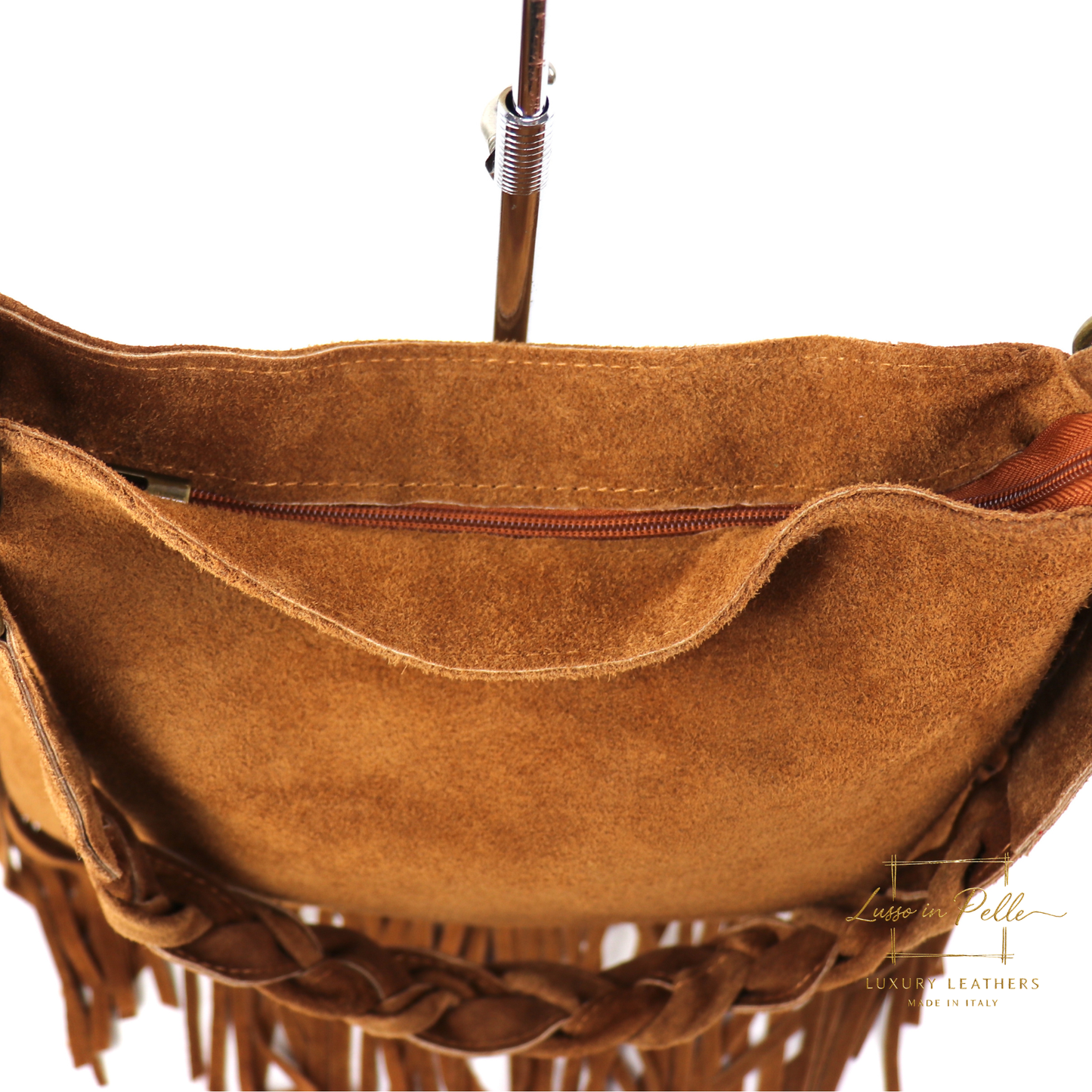 Marina Suede Shoulder/Crossbody Bag with Fringe