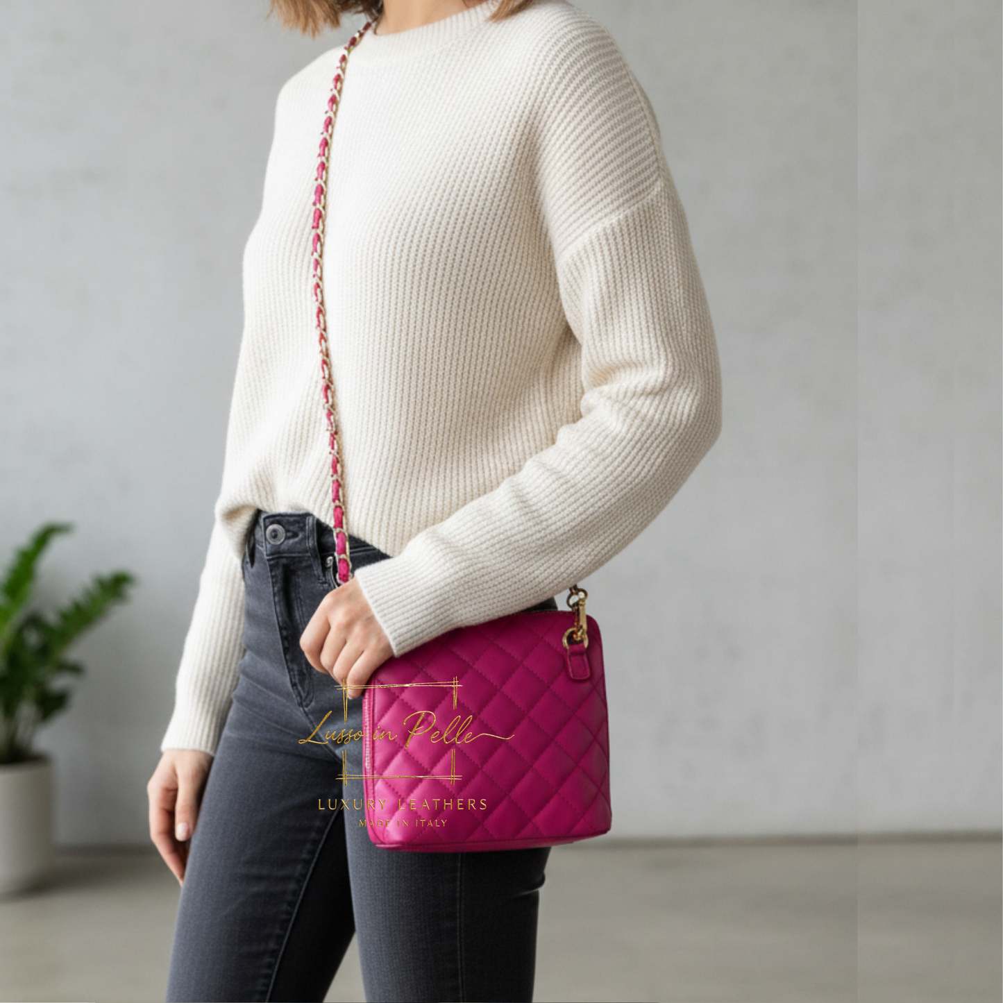 Ella Small Quilted Crossbody Bag with Gold Hardware