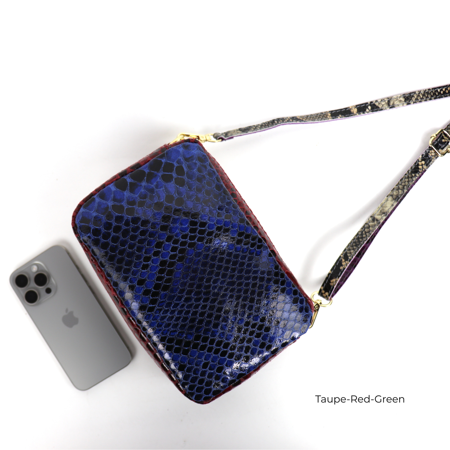 Snake Print Multi-Colour Crossbody Bag – Genuine Italian Leather