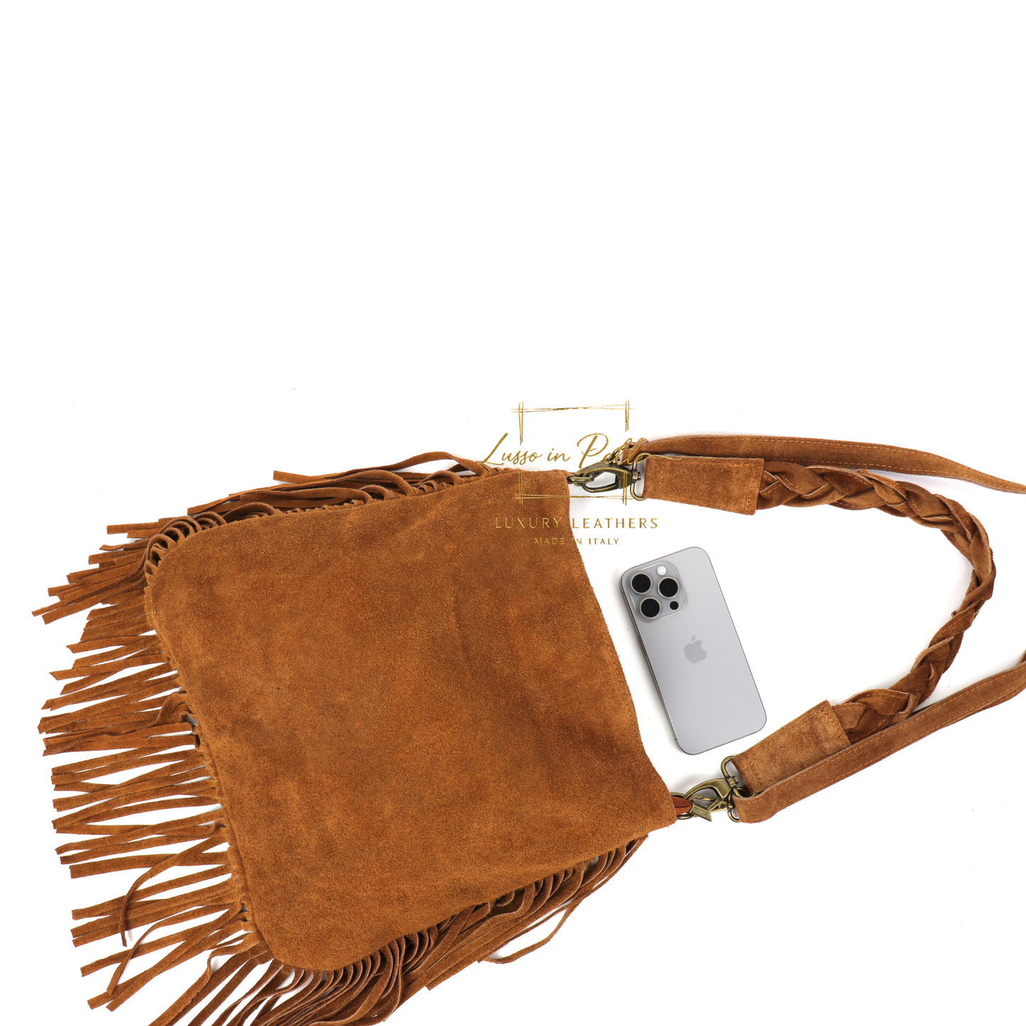 Marina Suede Shoulder/Crossbody Bag with Fringe