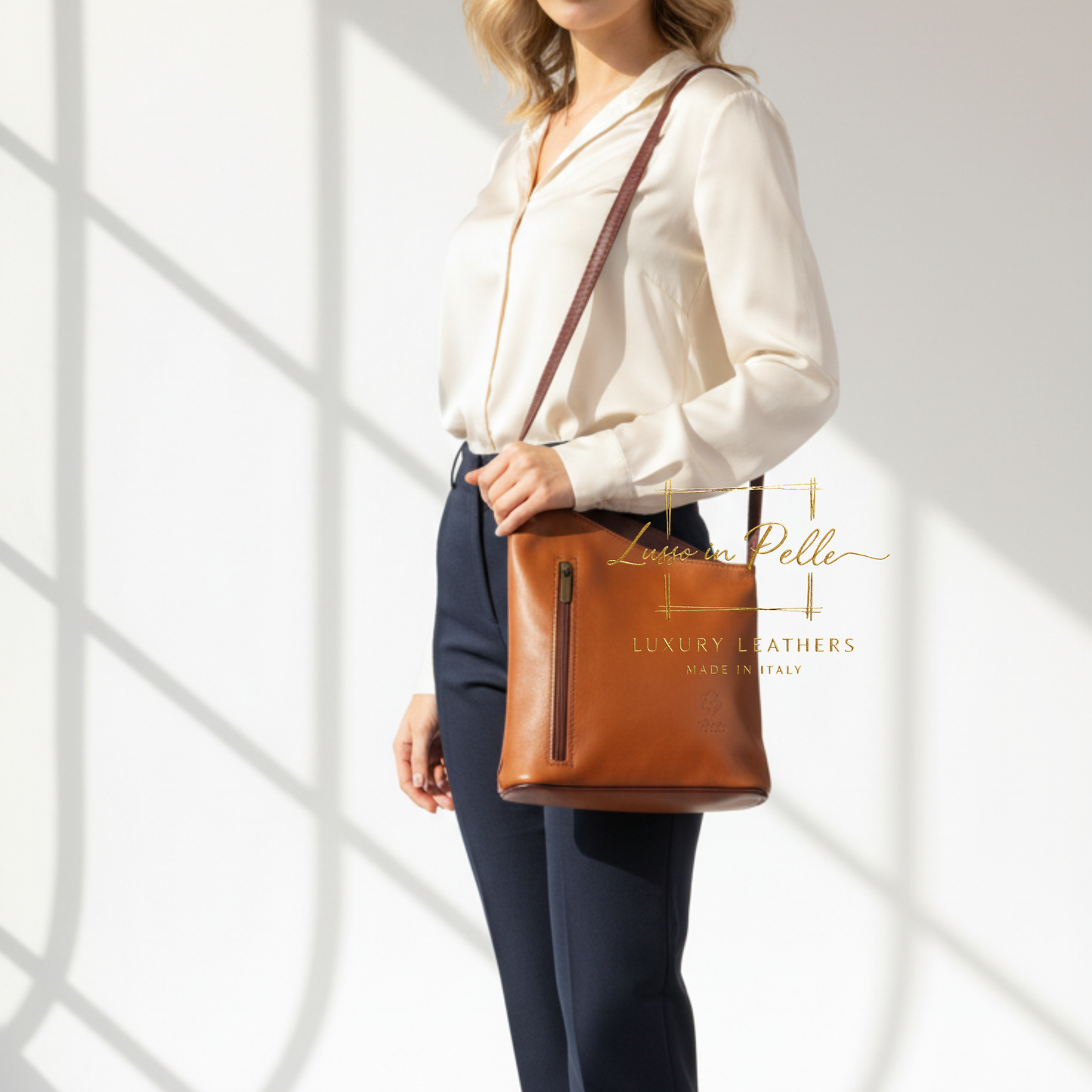 Genuine Soft Italian Leather Crossbody Messenger Handbag