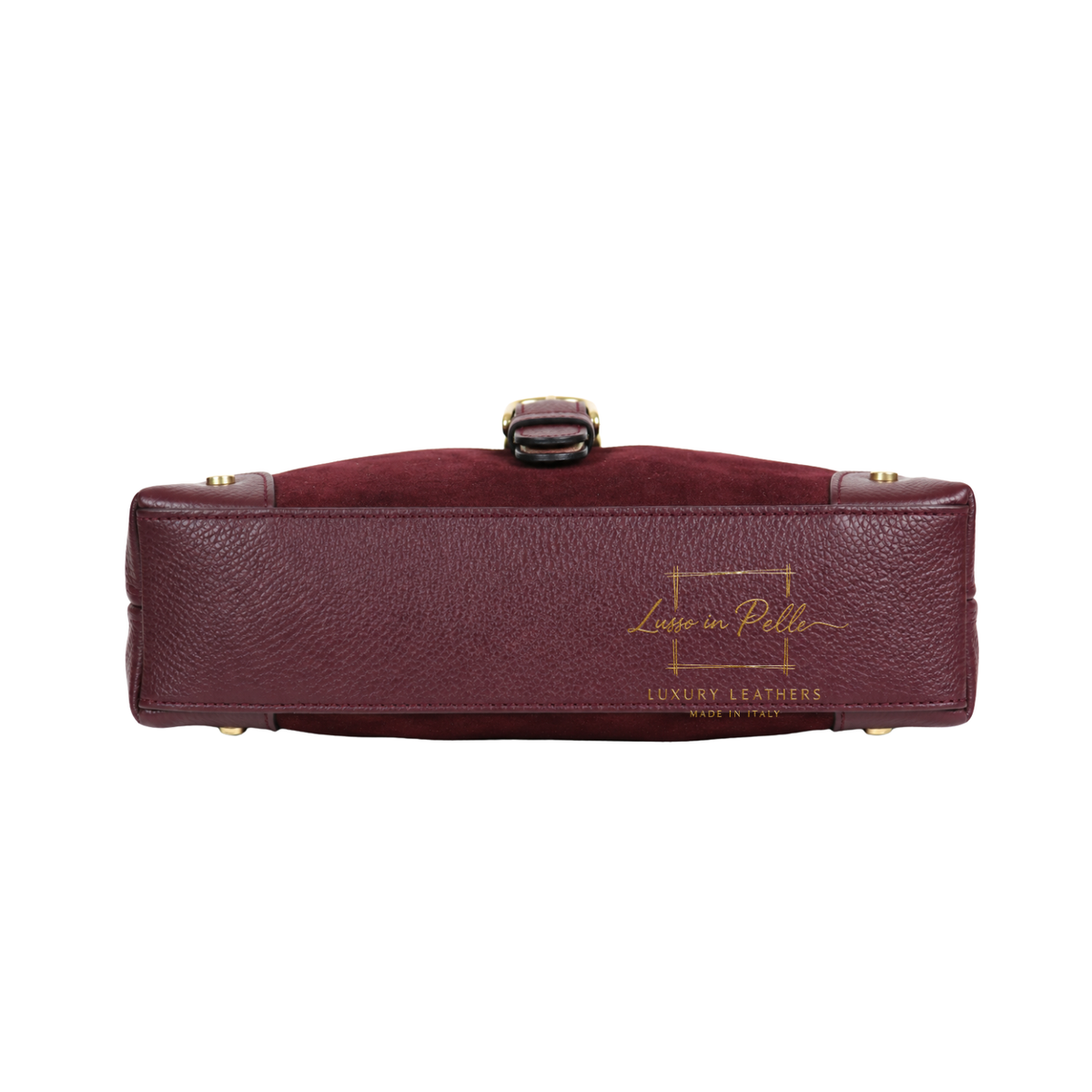 Genuine Suede & Leather Shoulder Bag with Buckle Detail