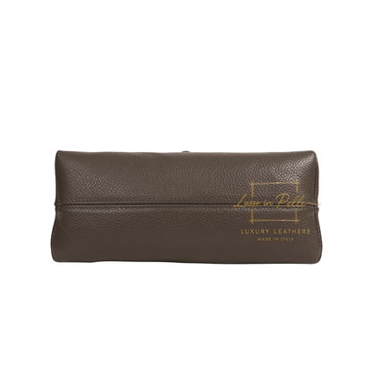 Genuine Suede & Leather Shoulder Bag with Croc Embossed Detail