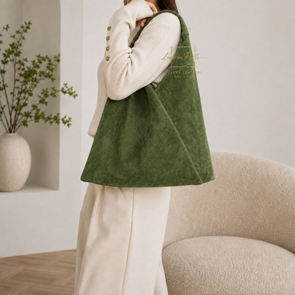 Genuine Suede Hobo Shoulder Bag with Matching Coin Pouch