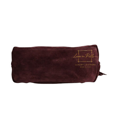 Genuine Suede Shoulder Bag with Braided Handle & Tassel Charm